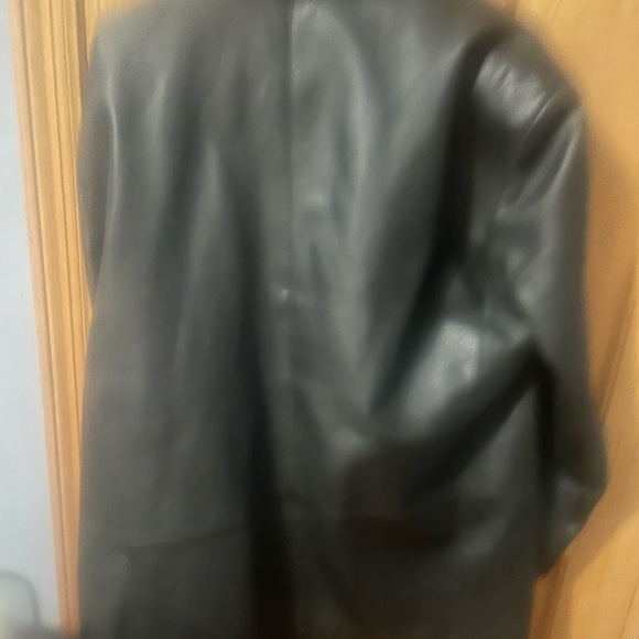 NWOT Men’s size M Black 3/4 long black leather jacket - Picture 3 of 3